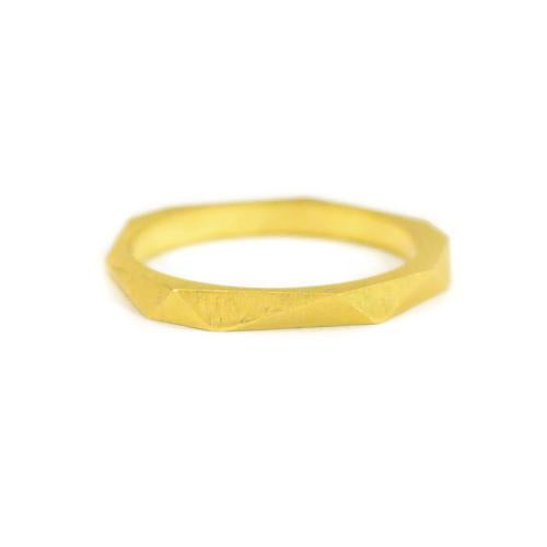 18K yellow gold thin Geo band