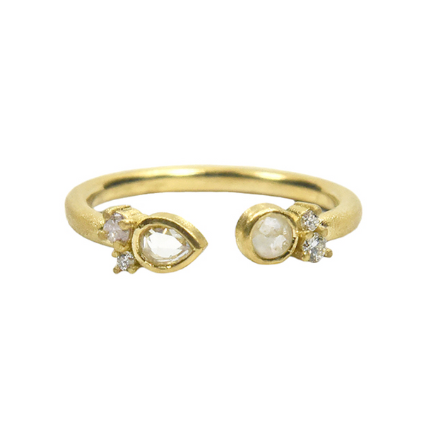 18K yellow gold split bouquet band with diamonds