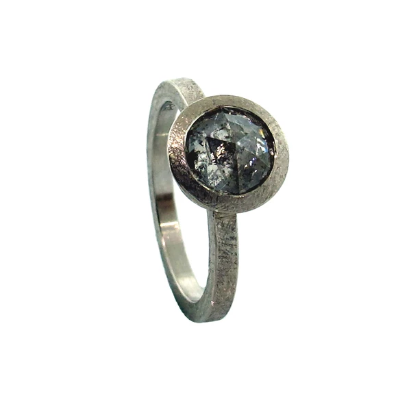 Todd Reed Round Rose Cut Gray Diamond Solitaire