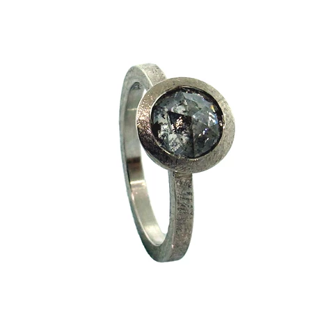 Todd Reed Round Rose Cut Gray Diamond Solitaire