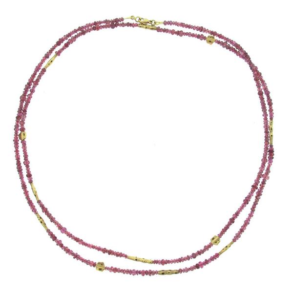 Alex Sepkus Raspberry Spinel and 18K Yellow Gold Bead Necklace