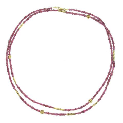 Alex Sepkus Raspberry Spinel and 18K Yellow Gold Bead Necklace
