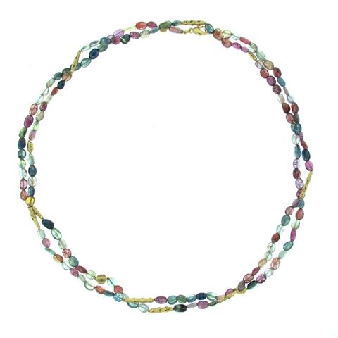 Alex Sepkus Multi-Colored Sapphire Bead and 18K Yellow Gold Necklace