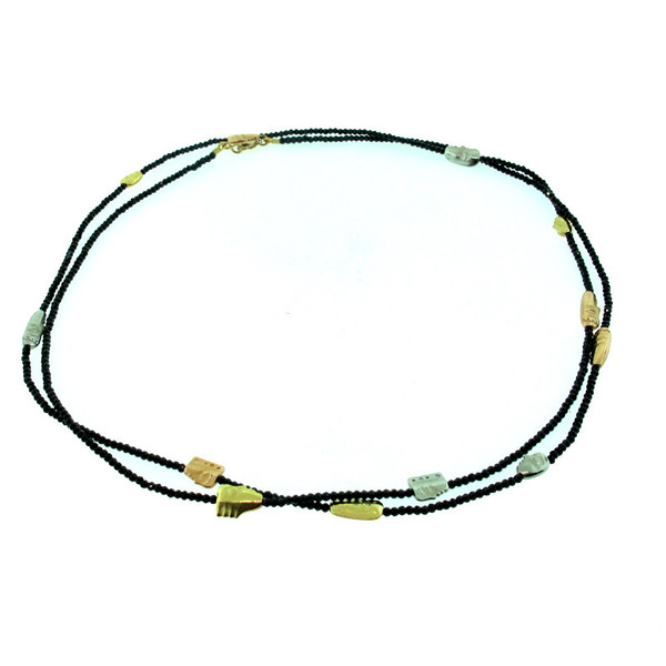 Alex Sepkus Black Spinel 18K Yellow and Rose Gold and Platinum Necklace