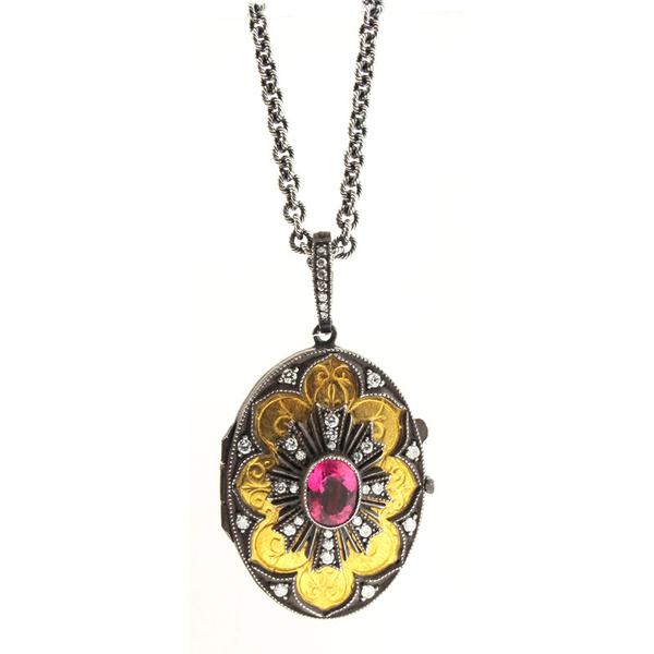 Arman Sarkisyan Pink Tourmaline, 22K Gold and Sterling Silver Locket