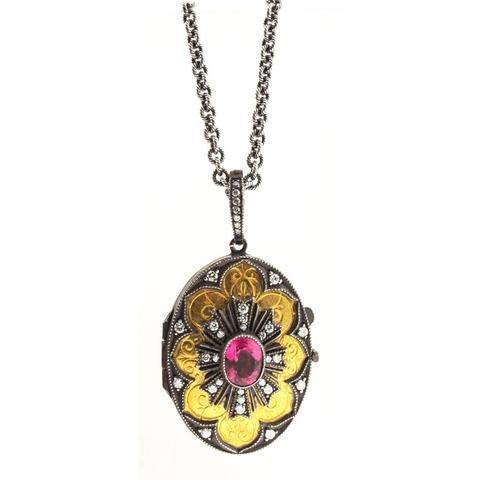 Arman Sarkisyan Pink Tourmaline, 22K Gold and Sterling Silver Locket