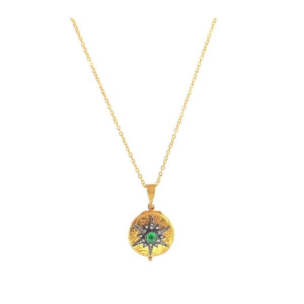 Arman Sarkisyan Tsavorite, Diamond, Sterling Silver and 22K Gold Locket