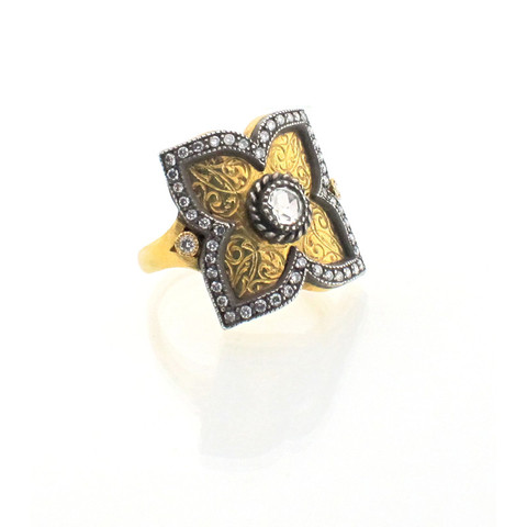 Arman Sarkisyan Diamond, 22K Gold and Sterling Silver Ring