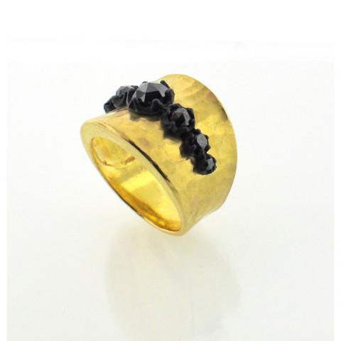 Arman Sarkisyan Black Diamond and 22K Gold Ring