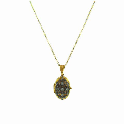 Arman Sarkisyan Diamond, 22K Gold and Sterling Silver Lace Locket