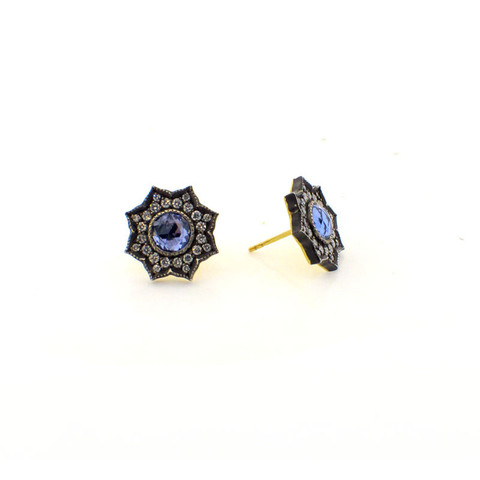 Arman Sarkisyan Sapphire, 22K Gold and Sterling Silver Earrings