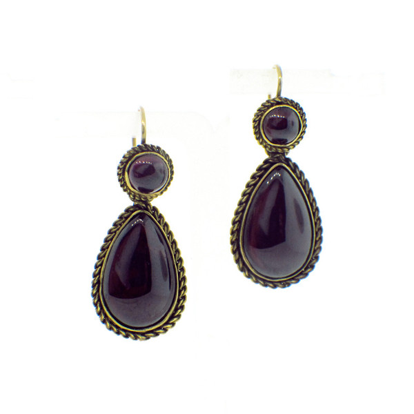 Fred Leighton Victorian Garnet and 15K Gold Earrings