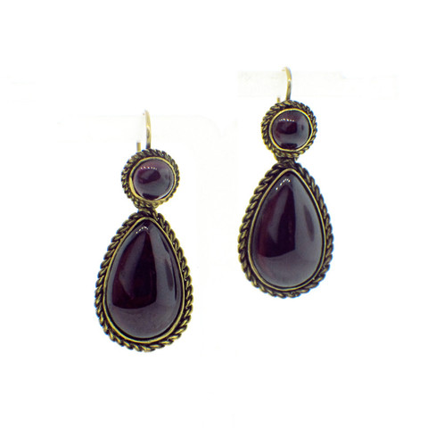 Fred Leighton Victorian Garnet and 15K Gold Earrings
