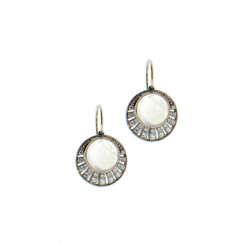 Fred Leighton Moonstone Diamond and White Gold Earrings