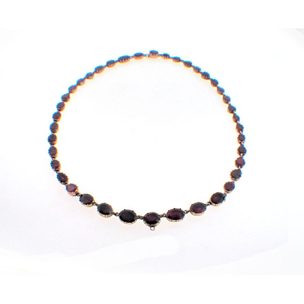 Fred Leighton Georgian Foil Backed Garnet Convertible Necklace and Bracelet
