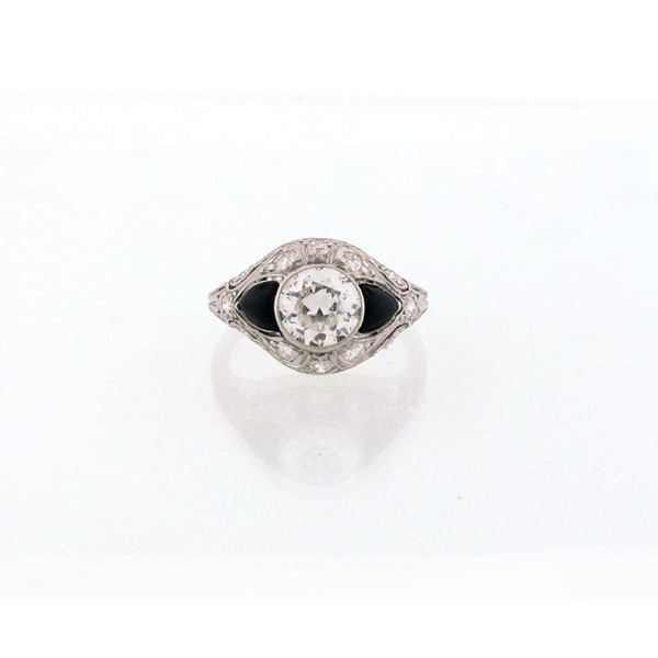 Fred Leighton Art Deco Diamond and Onyx Ring