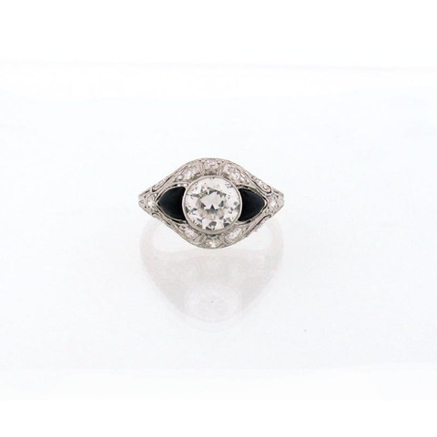 Fred Leighton Art Deco Diamond and Onyx Ring