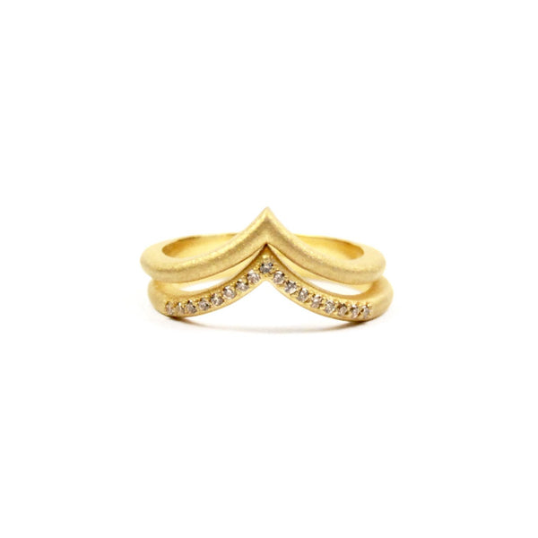 Falling Star Pave Tracer Band by Samantha Louise Jewelry, one with pave diamonds and one without