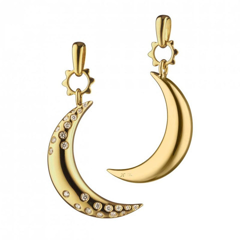 Monica Rich Kosan 18k Yellow Gold, Diamond Moon Pendant