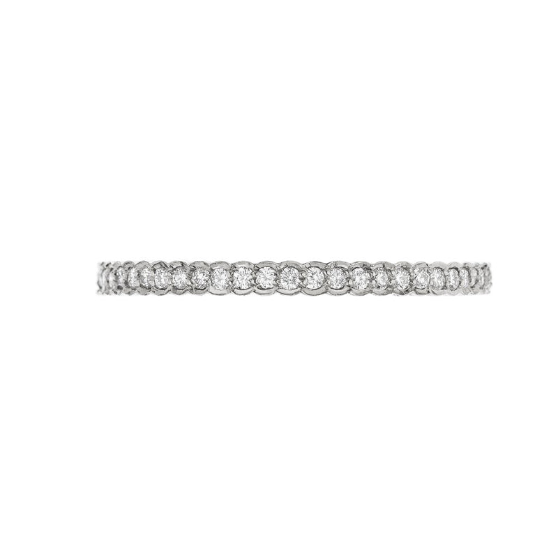 18K white gold scallop diamond eternity band
