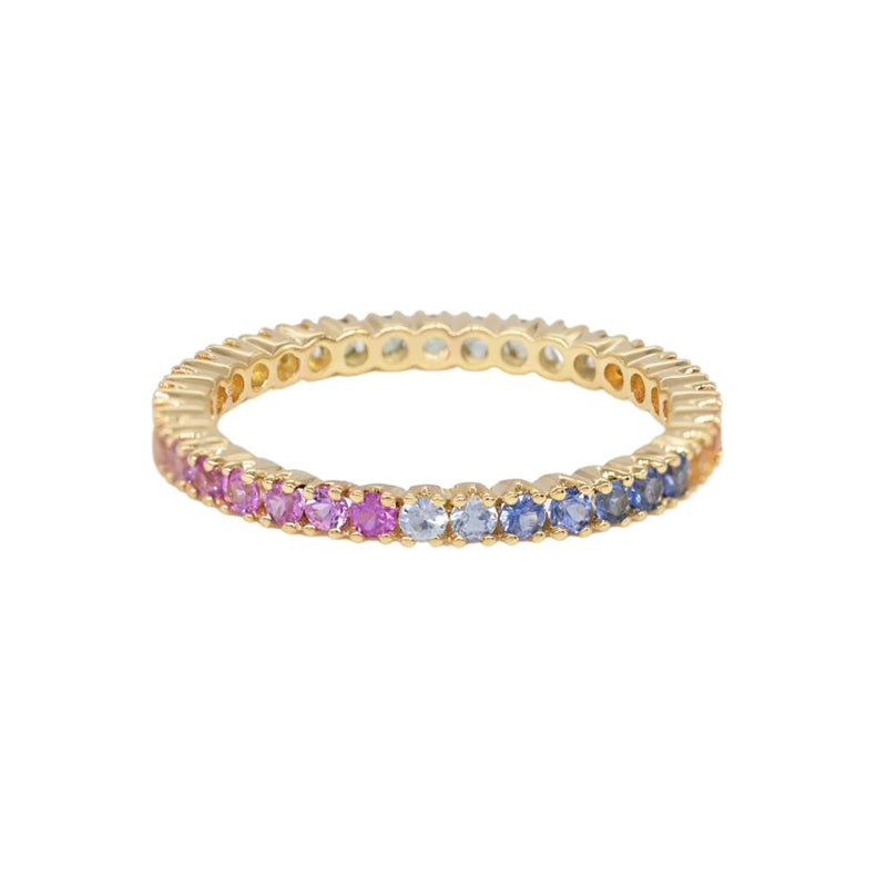 Sethi Couture 18K Yellow Gold Rainbow Sapphire Prong Band