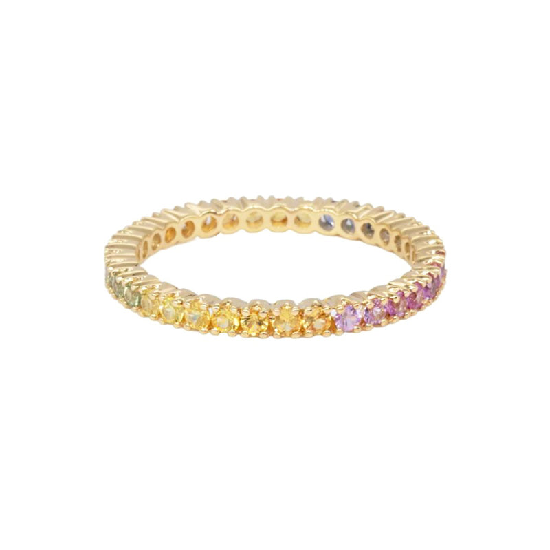Sethi Couture 18K Yellow Gold Rainbow Sapphire Prong Band