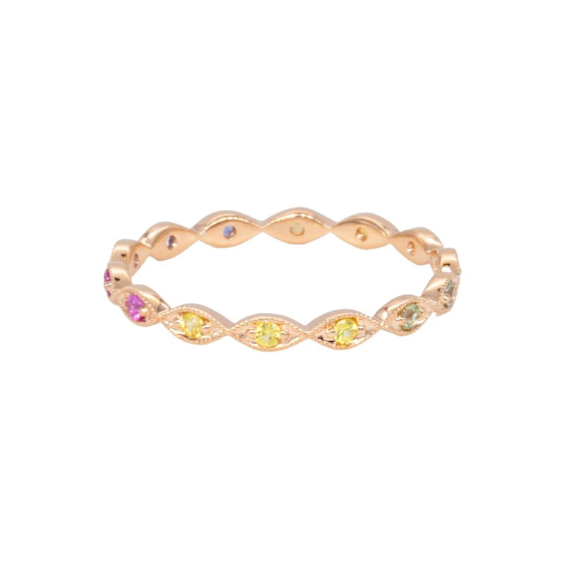 Sethi Couture 18K Rose Gold "Eleanor" Rainbow Sapphire Band