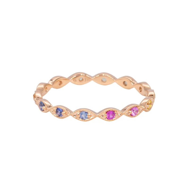 Sethi Couture 18K Rose Gold "Eleanor" Rainbow Sapphire Band