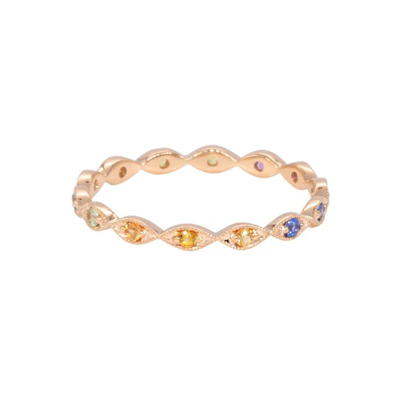 Sethi Couture 18K Rose Gold "Eleanor" Rainbow Sapphire Band