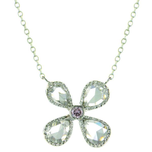 Sethi Couture Diamond Fancy Pink Diamond and 18K White Gold Pendant