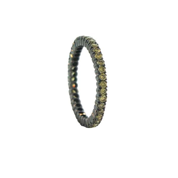 Sethi Couture Fancy Green Diamond and Black Rhodium Finished 18K White Gold Band