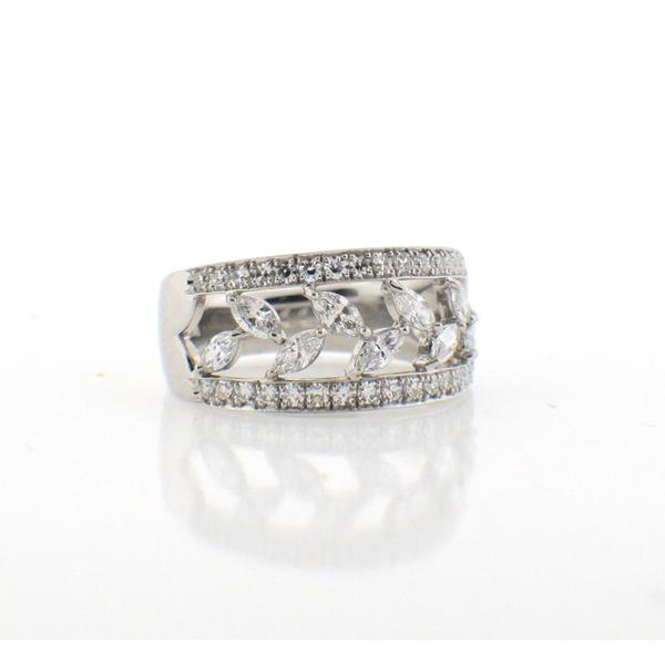 Suwa Diamond and Platinum Wide Ring