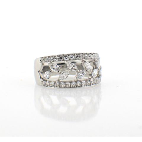 Suwa Diamond and Platinum Wide Ring
