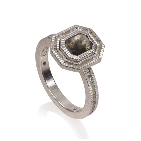 Todd Reed Fancy Cut Gray Diamond and Palladium Ring