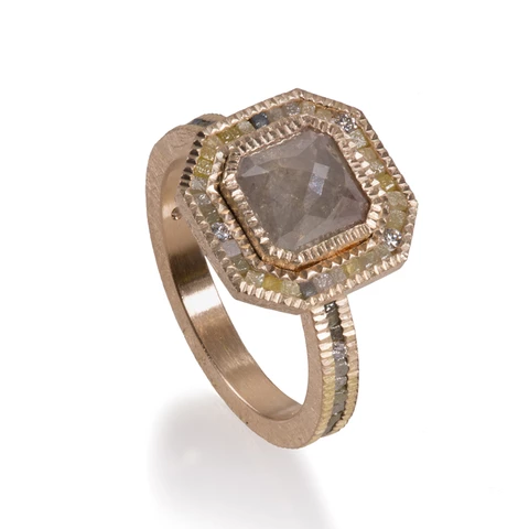 Todd Reed Fancy Cut Gray Diamond and 18K Rose Gold Ring