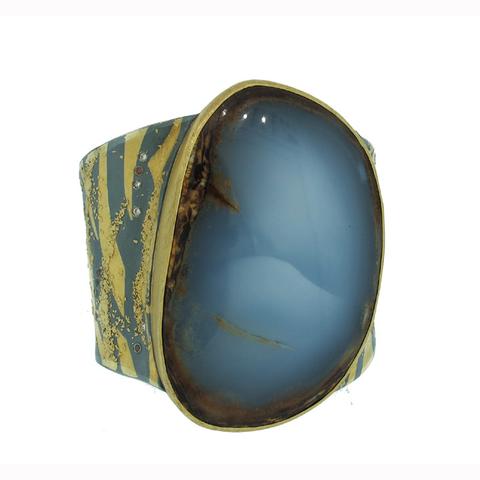 Atelier Zobel Chalcedony, Diamond, Sterling Silver and 22K Gold Cuff Bracelet