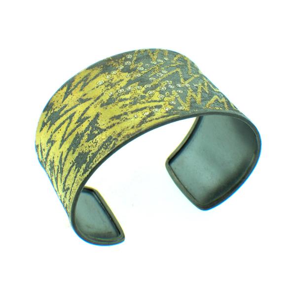 Atelier Zobel 24K and 22K Gold, Sterling Silver and Fancy Diamond Cuff Bracelet